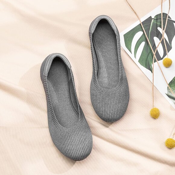 Frank Mully Women’s 6012grey Knit Fabric Round Toe Slip On Ballet Flat Shoes - Picture 2 of 7